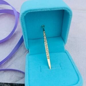 Anthro Light Yellow Gold Spike Spire with Crystals Pendant Suspension Loop